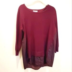 BLL New York red wine long sleeve blouse sweater size L